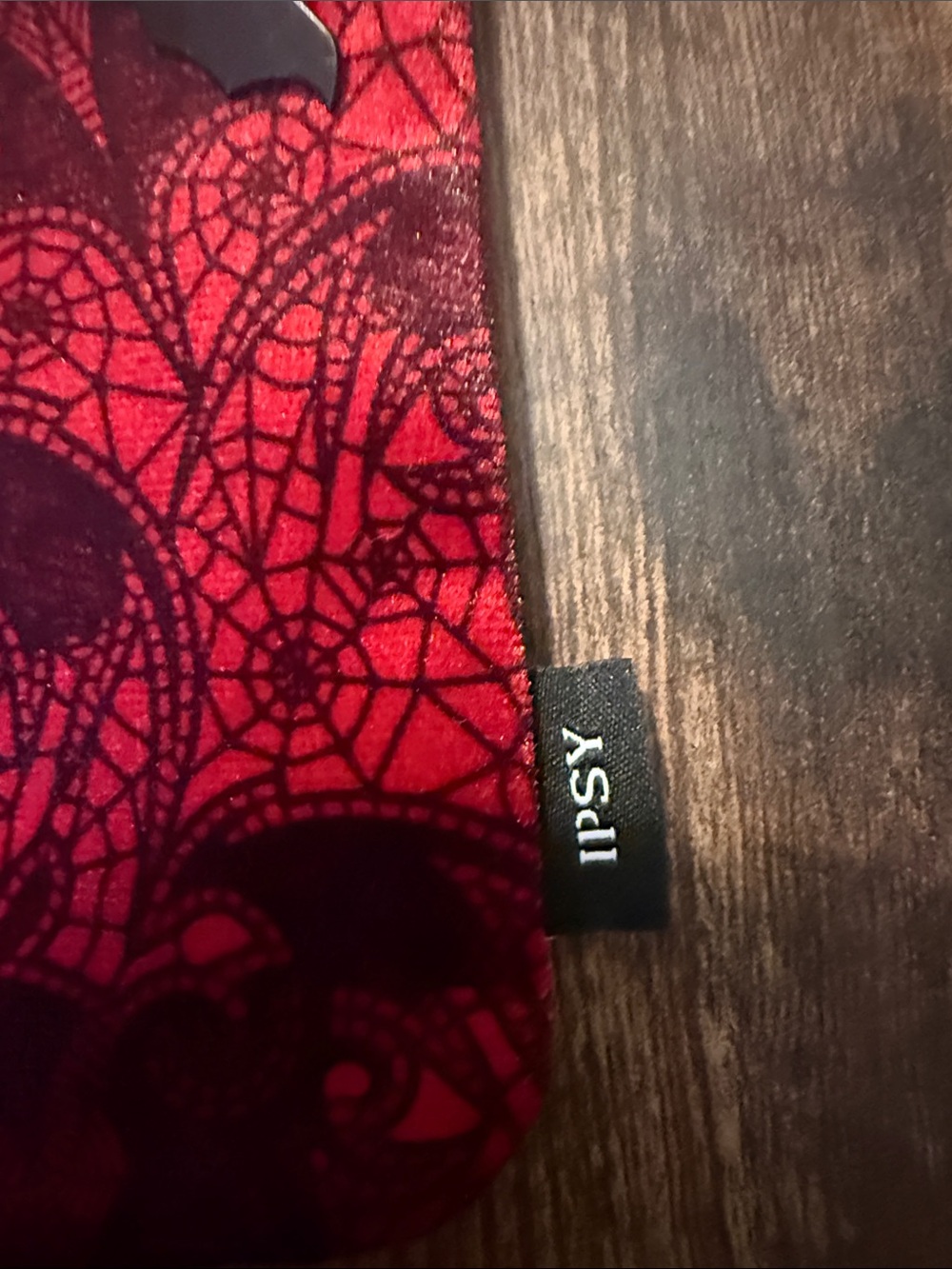 ipsy Red and Black Lace Bat Pattern Mini Pouch - Picture 5 of 6